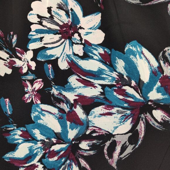 Studio A Mini Dress Women Size XL Black Floral Long Sleeve Modest Boho Party - Picture 7 of 9